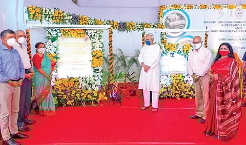 Chief Minister Naveen Patnaik along with Subroto Bagchi and Susmita Bagchi at the foundation stone laying ceremony at Info Valley II in Bhubaneswar I Express