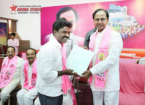 TRS MLA Rasamayi Balakishan with Chief Minister K Chandrasekhar Rao (Photo | Facebook)