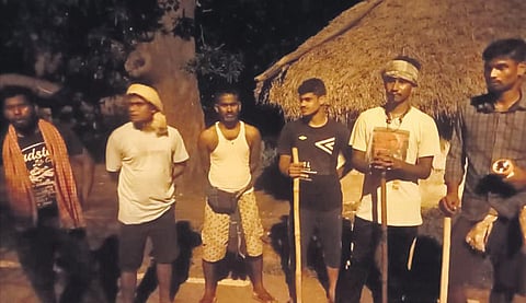 Locals stand guard at Siaria village. (Photo| EPS)