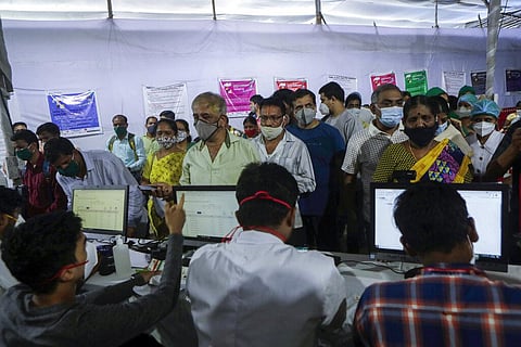 People wait to get inoculated against COVID-19 at vaccination center in Mumbai, India, Thursday, July 15, 2021. (Photo | AP)