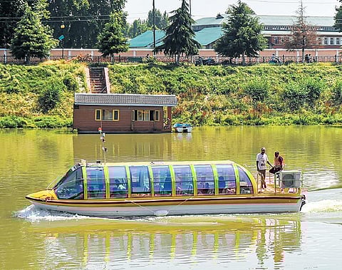 A luxury bus-boat during a trial run on river Jehlum in Srinagar on Thursday | PTI
