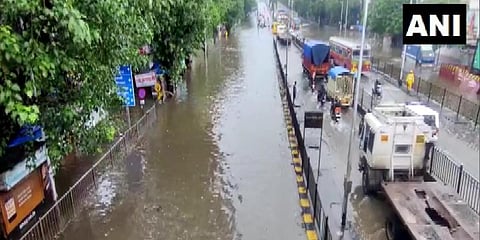 Roads are waterlogged in Mumbai following incessant rains. (Photo| ANI)