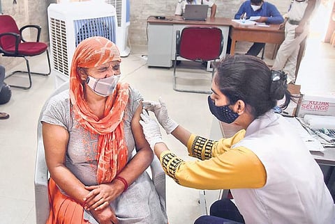 A beneficiary gets the Covid jab in New Delhi. (File Photo | Parveen Negi)