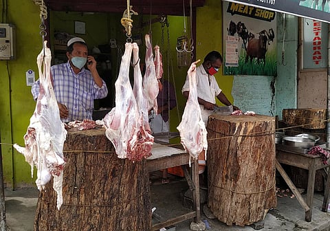 The demand for meat products has gone up ahead of Eid al Adha. A meat shop at Attakulangara in Thiruvananthapuram. (Photo | BP Deepu, EPS)