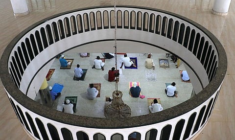 Devotees offering prayers on the occasion of Eid al-Adha, at Palayam Juma Masjid in Thiruvananthapuram. (Photo | B P Deepu, EPS)