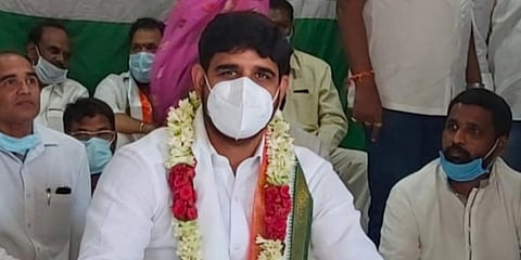 Telangana Congress leader P Kaushik Reddy joined TRS on July 21. (Photo| Twitter/ @KaushikReddyP9)