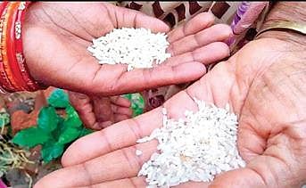 People in different wards of Kotpad NAC and villagers of Gumunda and Ghumar received off-coloured rice
