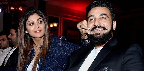 Bollywood star Shilpa Shetty with her husband Raj Kundra. (File Photo | PTI)