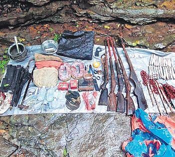 Huge amount of arms and explosive materials were seized.