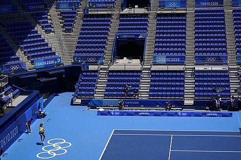 Ashleigh Barty, of Australia, plays against Sara Sorribes Tormo, of Spain, during the first round of the tennis competition at the 2020 Summer Olympics. (Photo | AP)