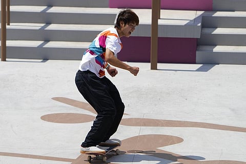 Yuto Horigome of Japan competes during the men's street skateboarding finals at the 2020 Summer Olympics. (Photo | AP)