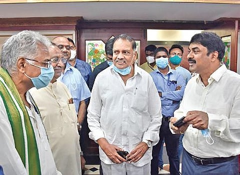 DRDO chiarman G Satheesh Reddy in Vijayawada on Sunday I P Ravindra Babu