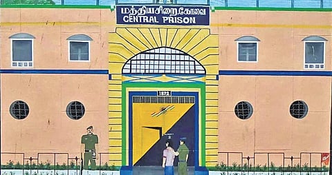 A picture of the painted walls at the Coimbatore Central prison, painted by the prison inmates | Express