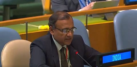 India's Permanent Representative to the UN Ambassador T S Tirumurti (Photo | Twitter screengrab/@IndiaUNNewYork)