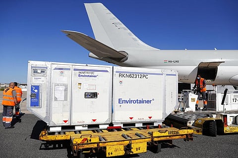 Containers with 200,000 AstraZeneca vaccines (For representation only) (Photo | AP)