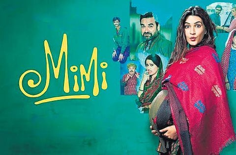 In some scenes, Laxman and co-writer Rohan Shankar, hit it out of the park. (Mimi poster)