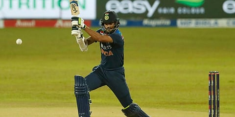 India's Shikhar Dhawan plays a shot during the second Twenty20 cricket match between Sri Lanka and India in Colombo. (Photo | AP)