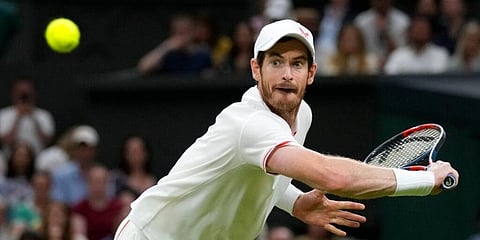 Andy Murray plays a return to Denis Shapovalov during the men's singles third round match of the Wimbledon Tennis Championships in London. (Photo | AP)