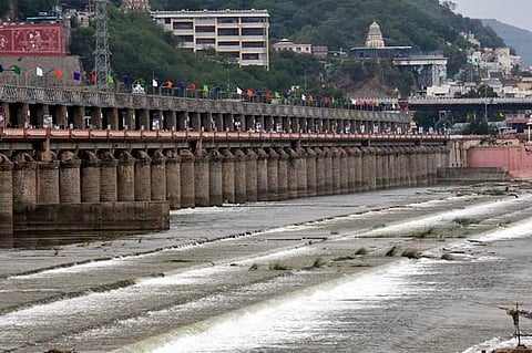 Floodwater was released from Prakasam Barrage on Friday I P Ravindra Babu
