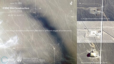 Analysts believe this to be a field of intercontinental ballistic missile silos near Yumen, China. (Photo | AP)