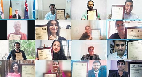 A group photo of he recipients of the Australian Alumni Grant Scheme 2021