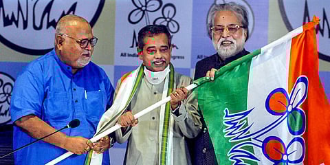 Former Congress MP Abhijit Mukherjee joins Trinamool Congress. (Photo| PTI)