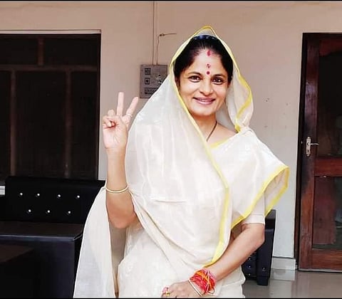 Newly elected Jaunpur district panchayat chairperson Srikala Reddy