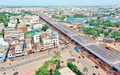 An aerial view of the Balanagar flyover in Hyderabad