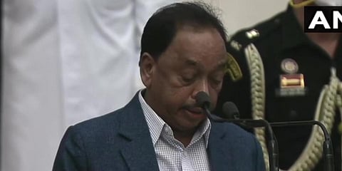 Newly-inducted minister Narayan Rane takes oath at Rashtrapati Bhavan. (Photo| ANI)