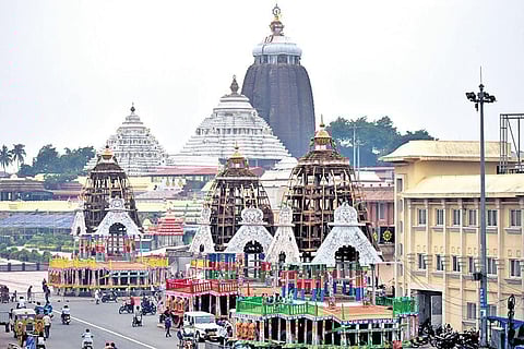 The nearly-complete chariots parked at construction yard on Bada Danda. (Photo | Express)