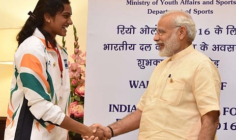 PM Modi wrote that Indians are elated by PV Sindhu's performance at the Olympics. (Photo | Twitter)