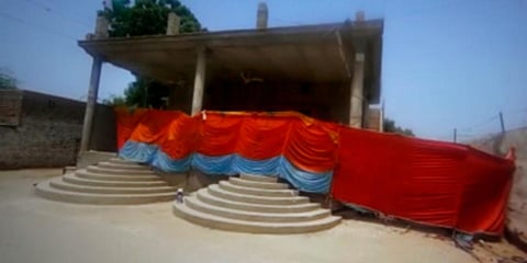 This frame grab image from video, shows a Hindu temple cordoned off by local authorities after it was stormed by a Muslim mob, in Bhong, Pakistan. (Photo | AP)