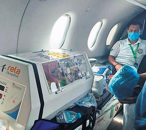 The baby was airlifted with ventilator support from Kolkata