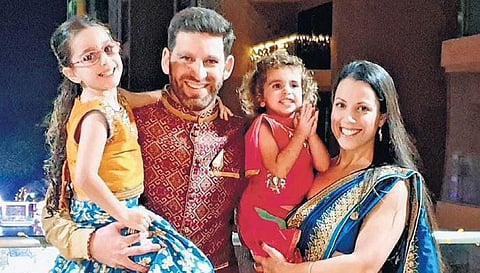 Ariel Seidman along with his wife, Linoy and children, sport ethnic attire 