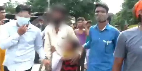 The 45-year-old man is seen being assaulted by some men, who ask him to chant 'Jai Shri Ram'.