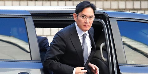 A day ahead of his release on parole, billionaire Samsung scion Lee Jae-yong appeared in court Thursday, Aug. 12, 2021, for an ongoing trial over charges of financial crimes. (File Photo | AP)