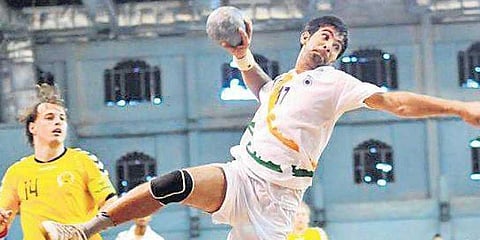 An Indian player in action during a handball game. (File Photo)