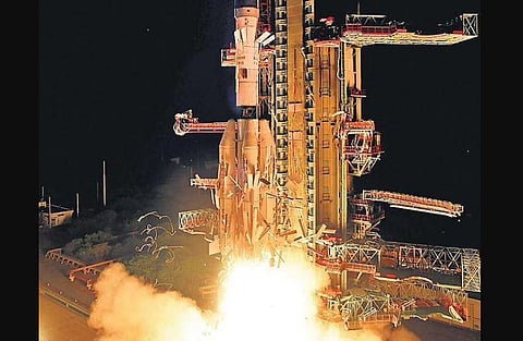 The ill-fated GSLV-F10 blasts off from Sriharikota spaceport on Thursday | PTI