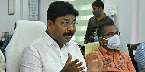 Education minister Adimulapu Suresh reviewed the status of the kits with the suppliers and the officers. (File photo | Prasant Madugula, EPS)