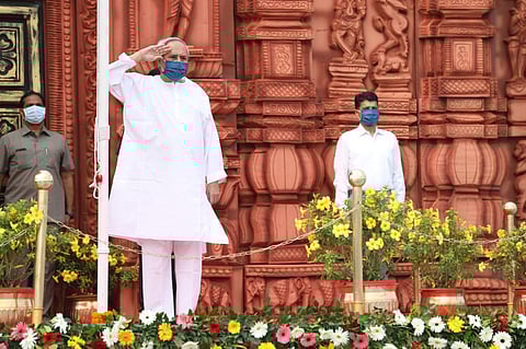 Chief Minister Naveen Patnaik at the Independence Day celebration event at Bhubaneswar on Sunday. (Photo | Irfana, EPS)