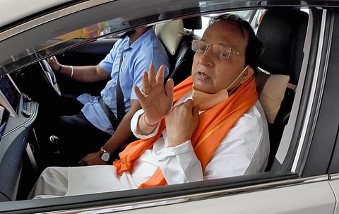 BJP general secretary and party’s Karnataka in-charge Arun Singh arrives at the party office in Bengaluru on Thursday. (File photo| EPS)