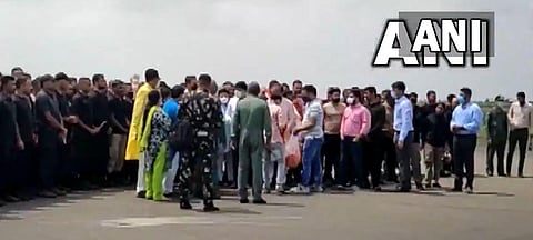 Passengers of the IAF's C-17 aircraft that took off from Kabul, Afghanistan with Indian officials. (Photo| ANI)