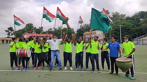 Simdega, Jharkhand’s Hockey Nursery, celebrates Indian Women Hockey Team qualifying for Olympic semifinals. (Photo | Express)