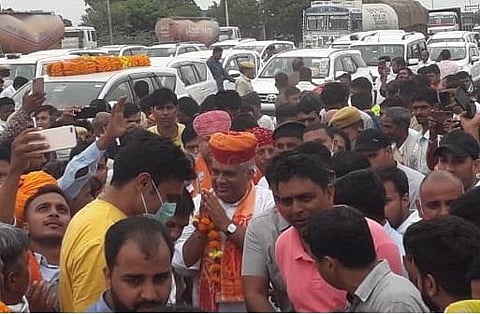'Jan Aashirwad Yatra' by Union Minister Bhupendra Yadav. (Photo | ANI)