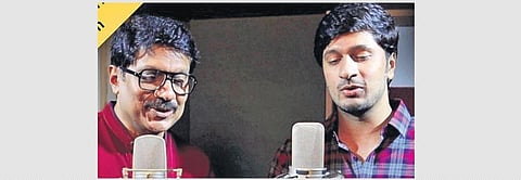 Singer G Venugopal and son Arvind rendering the new cover song