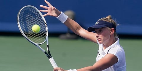 Jil Teichmann returns a shot to Karolina Pliskova during the Western & Southern Open tennis tournament in Mason, Ohio. (Photo | AP)