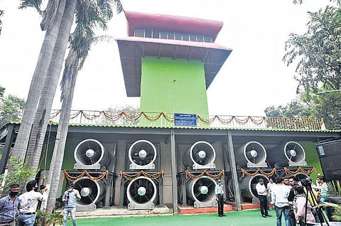 The smog tower inaugurated at Connaught Place on Monday | Parveen Negi