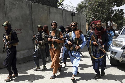 Taliban fighters patrol in Wazir Akbar Khan neighborhood in the city of Kabul, Afghanistan. (File Photo | AP)