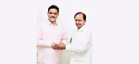 V Krishna Mohan Rao with the Chief Minister K Chandrashekhar Rao