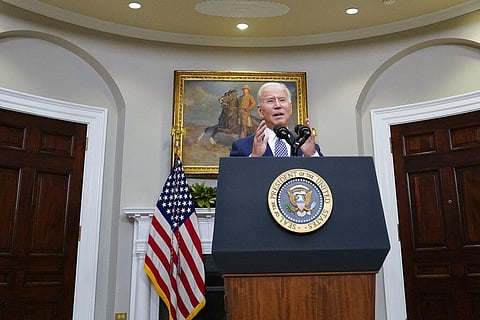 President Joe Biden speaks about the situation in Afghanistan from the Roosevelt Room of the White House in Washington. (Photo| AP)